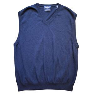 Jack Nicklaus Sweater Vest Men's XL Navy Blue Cashmere V Neck Knit Soft Golf